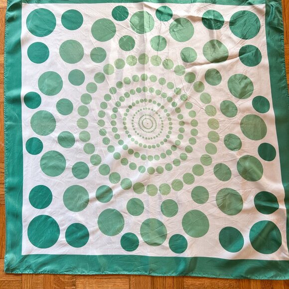 Vintage Scarf, Green Polka Dots, 1990's Ladies Scarf, Retro, Groovy, - Picture 3 of 6